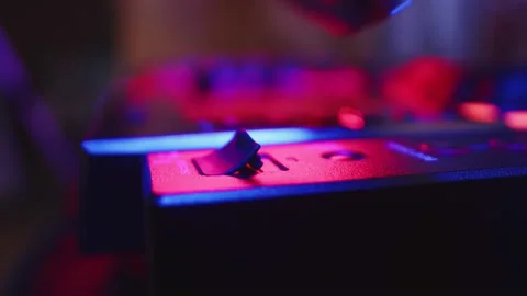 DJ inserts USB flash drive with music into USB connector on mixing console Stock Footage 199975789