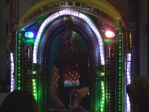 DJ juke box cd on the street Stock Footage 75888035