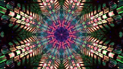 DJ light VJ loop kaleidoscope animation 3d abstract motion background Stock Footage 340182263