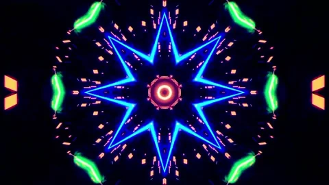 DJ light VJ loop kaleidoscope animation 3d abstract motion background Stock Footage 340182841