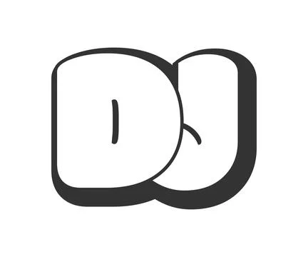 DJ logo, bubble comic lettering, rounded in graffiti style black and white .. Stock Illustration