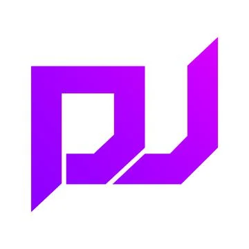 DJ Logo Design Vector Typeset in Gradient Style. Trendy  Glowing Letters Stock Illustration