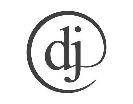DJ logo from two letter with circle shape email sign style. D and J round l.. Stock Illustration
