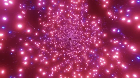 DJ loop 3d illustration glowing round neon lights tunnel Stock Footage 142936279