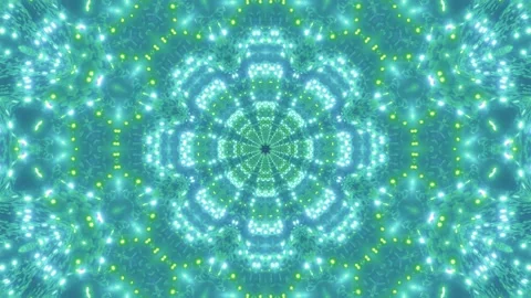 DJ loop 3d illustration with star shape kalaidoscope green Stock Footage 142926423