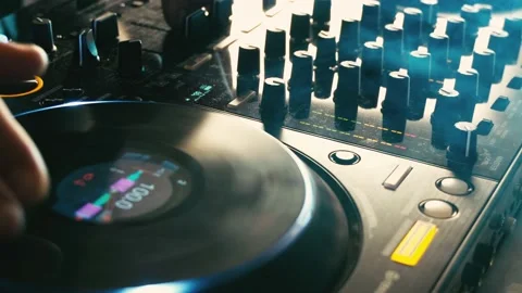 DJ making spin, dj controller's jog Stock Footage 165134983