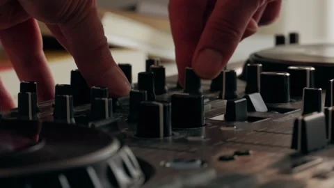 DJ mix electronic session with control console. Stock Footage 281953205