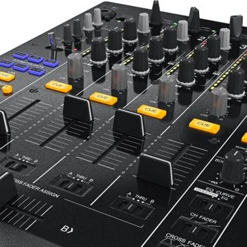 DJ mixer control panel, close view Stock Illustration
