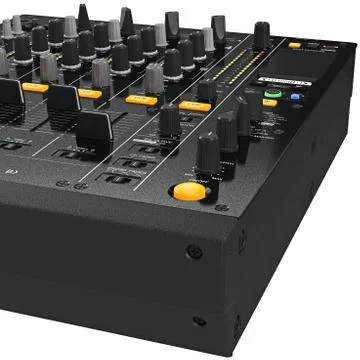 Dj mixer control table panel, close view Stock Illustration