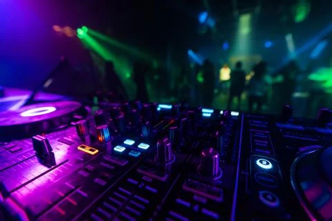 DJ mixer controller Board for professional mixing of electronic music in a Stock Photos
