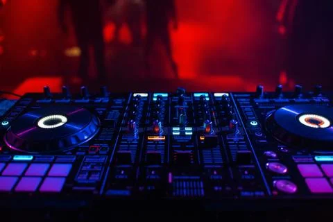 DJ mixer controller panel for electronic music Stock Photos