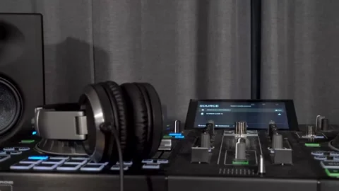DJ Mixer (Lower camera pan) Stock Footage 201991679