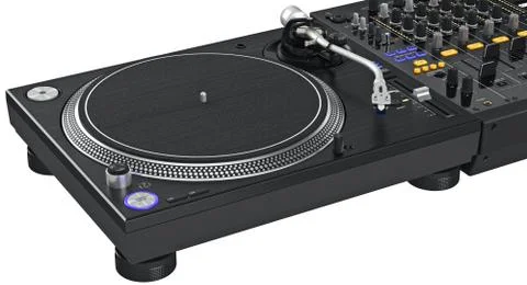 Dj mixer turntable, close view Stock Illustration