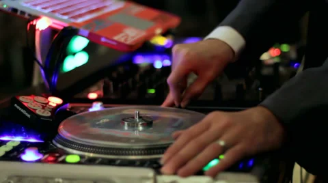DJ Mixing Closeup Stock Footage 35825273