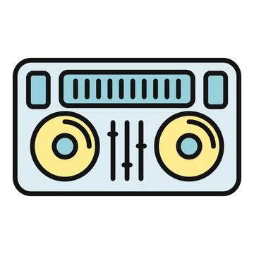 Dj mixing console creating electronic music vector icon Stock Illustration