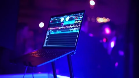 DJ Mixing With Dancing Crowd Stock Footage 168870349