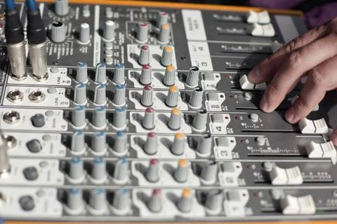 Dj mixing panel in action Stock Photos