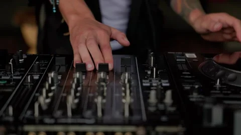 DJ Mixing on Pioneer Controller with Hands Close-Up Stock Footage 316992213