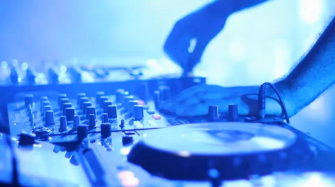 DJ Mixing Track at Techno Party Concert Stock Footage 46258981