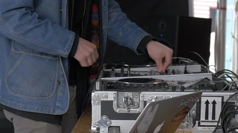 DJ Mixing On A Turntable Stock Footage 122404958