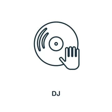 Dj outline icon. Simple element illustration. Dj icon symbol design from party Stock Illustration