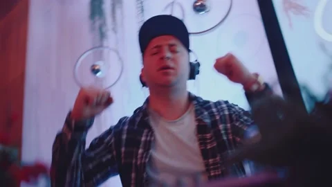 DJ at a party, dancing DJ Stock Footage 230443447