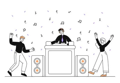 DJ at party vector simple Stock Illustration