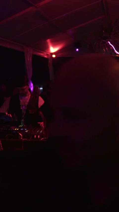 DJ Performing Live Set at Outdoor Nightclub Party Stock Footage 337902953