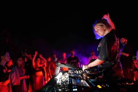 DJ Performs during Longest Day event in Istanbul Grand Airport, Turkiye Stock Photos