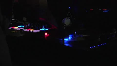 DJ playing and scratching Stock Footage 146334243