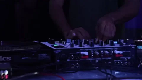 DJ playing and spinning Stock Footage 146333769