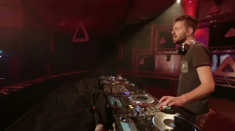 DJ playing on a big stage Stock Footage 54998197