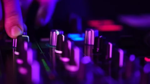 DJ Playing Music With Controller Console in Club Ambience, Setting Equalizer 스톡 동영상 301276888