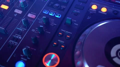 Dj Professional Mixing Controller, stroboscopic light, close up shot Stock-Footage 152425655