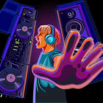 DJ in profile Stock-Illustration