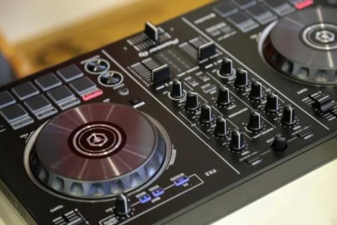 DJ pult / Remote control light in the concert ha Stock Photos