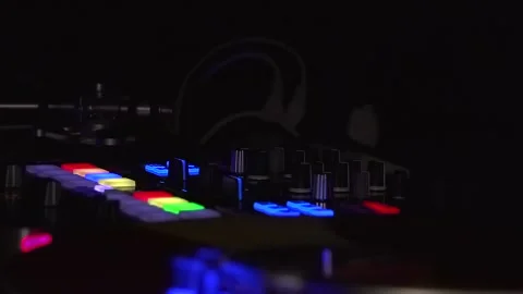 DJ pushing buttons on keypad Stock Footage 146334647