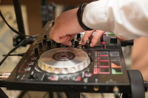 DJ Remote control light in the concert hall. Stock Photos