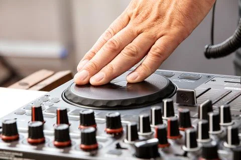 Dj is scratching Stock Photos