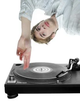 Dj scratching record Stock Photos