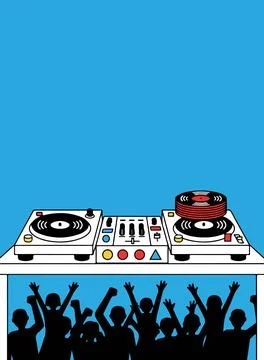 DJ Set with Crowd Stock-Illustration