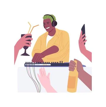 DJ set isolated cartoon vector illustrations. Ilustración de archivo