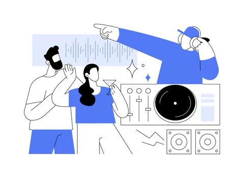DJ set isolated cartoon vector illustrations. Ilustración de archivo