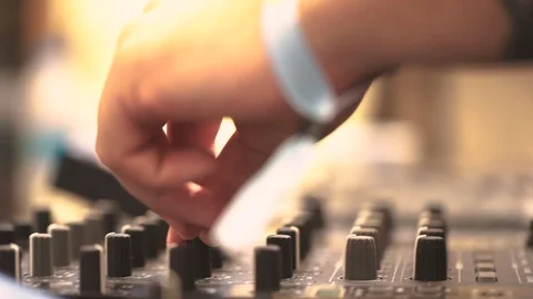 Dj setiing audio mixer Stock Footage 100517402