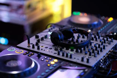 DJ setup at a live event Stock Photos