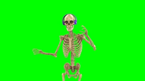 Dj skeleton is dancing on chroma key background Stockbeeldmateriaal 172039841