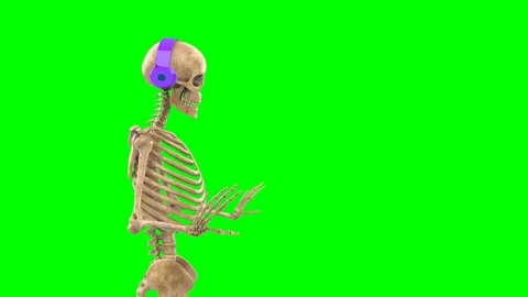 Dj skeleton is doing a cool dancing on chroma key background side view Stockbeeldmateriaal 172039840