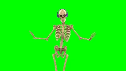 Dj skeleton is doing a cool dancing on chroma key background Stockbeeldmateriaal 172039843