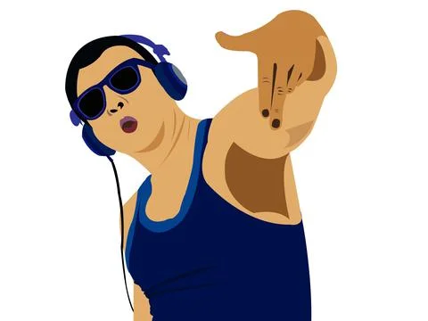 DJ Smart Boy Flat Character Vector Illustration Stock Illustration