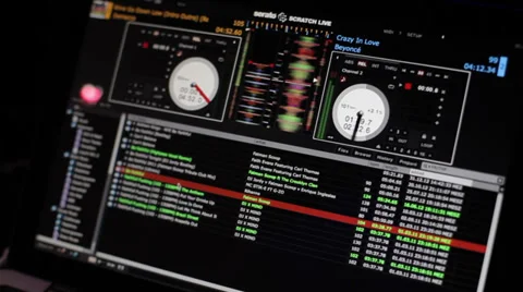 DJ Software in the Club on Notebook Stock Footage 30219564